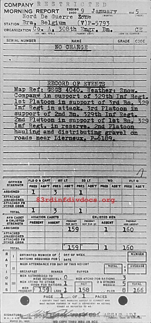 Morning report A Co, 1945-01-09, page 1 Morning report