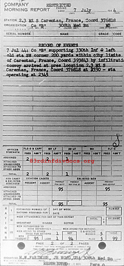 Morning report B Co, 1944-07-07, page 2 Morning report