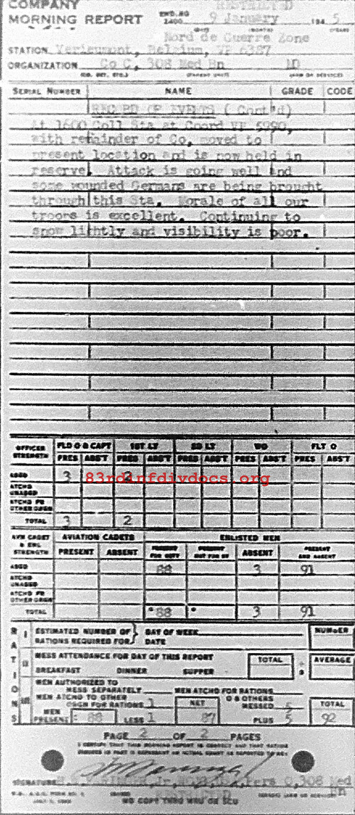 Morning report C Co, 1945-01-09, page 2 Morning report