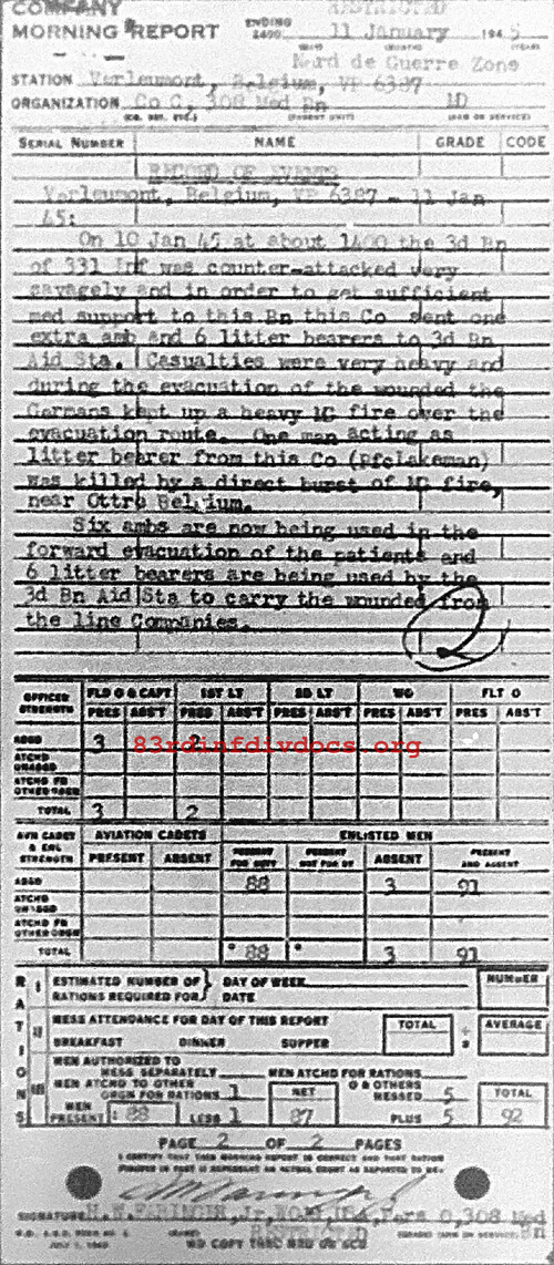 Morning report C Co, 1945-01-11, page 2 Morning report