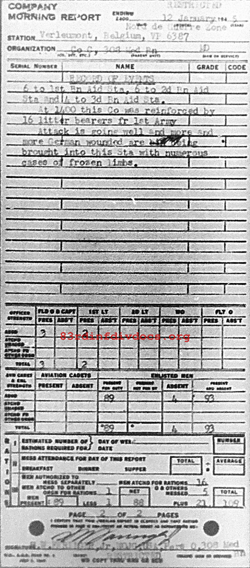 Morning report C Co, 1945-01-12, page 2 Morning report