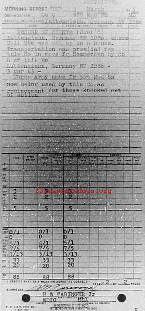 Morning report C Co, 1945-03-03, page 2 Morning report