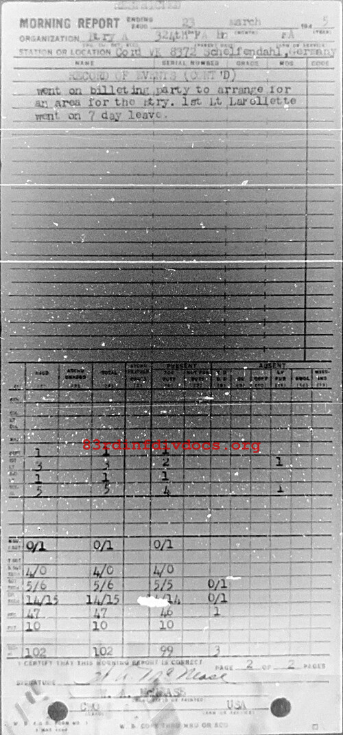 Morning report A Co, 1945-03-23, page 2 Morning report