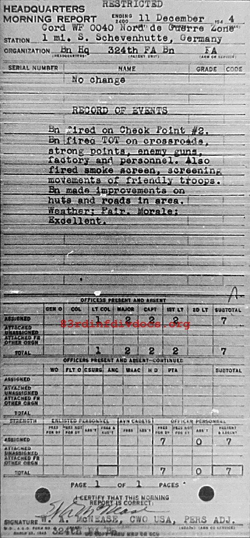 Morning report HQ Co, 1944-12-11, page 1 Morning report