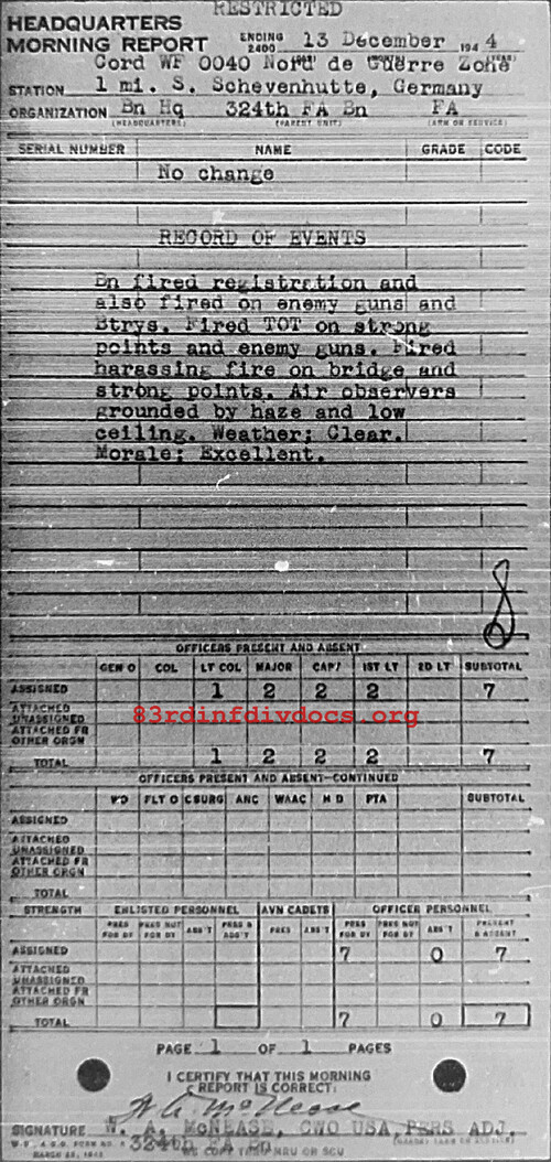 Morning report HQ Co, 1944-12-13, page 1 Morning report