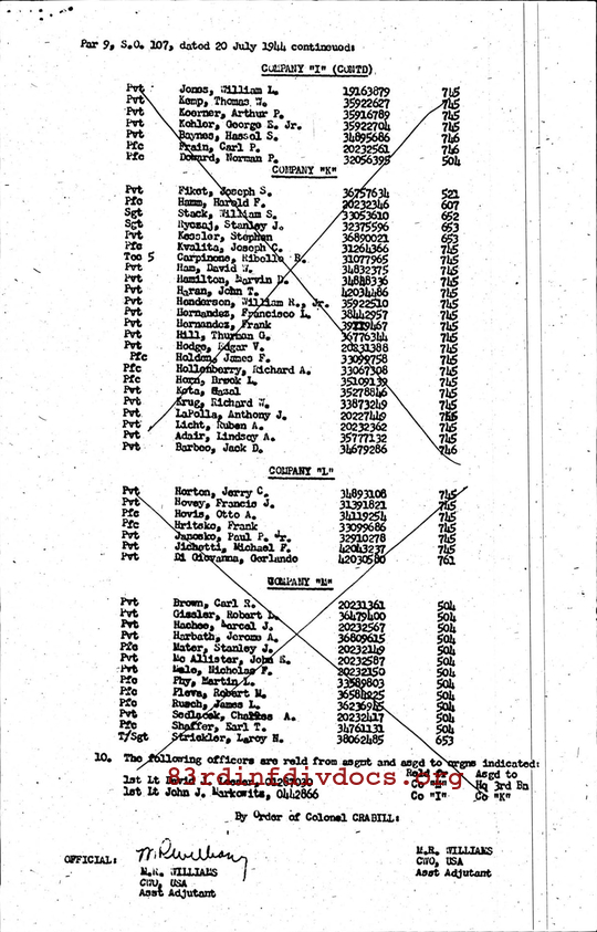 Morning report A Co, 1944-07-19, page 13 Morning report