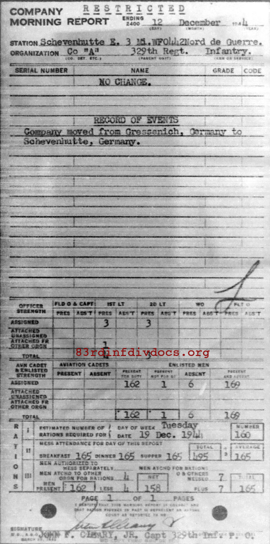 Morning report A Co, 1944-12-12, page 1 Morning report