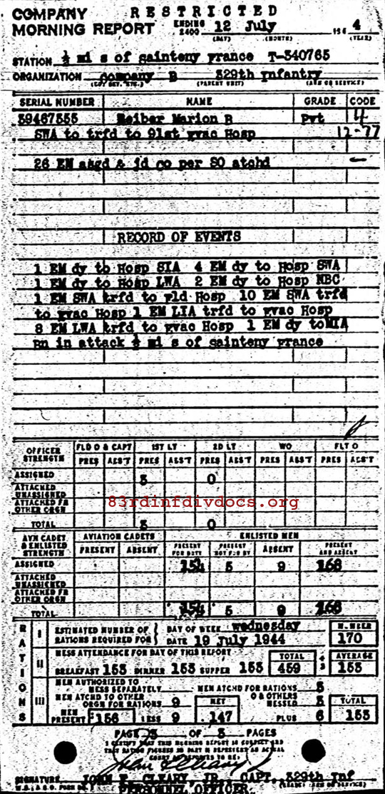 Morning report B Co, 1944-07-12, page 3 Morning report