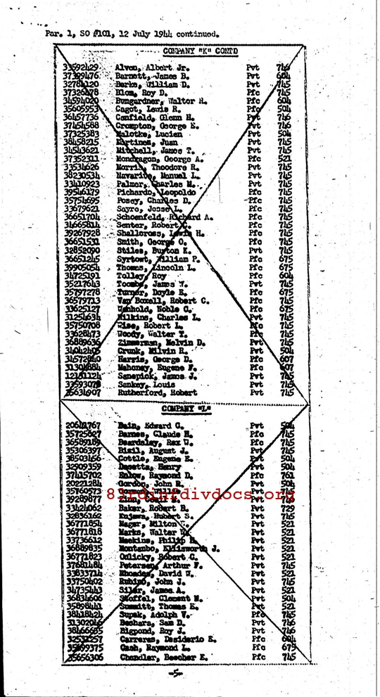 Morning report B Co, 1944-07-12, page 8 Morning report