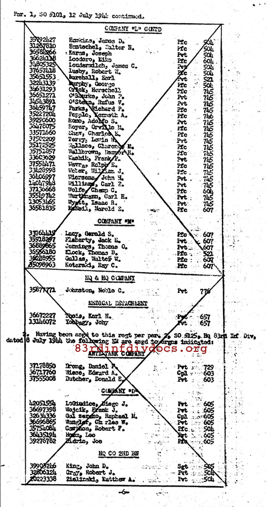 Morning report B Co, 1944-07-12, page 9 Morning report