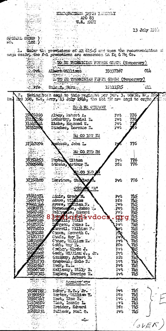 Morning report B Co, 1944-07-13, page 2 Morning report