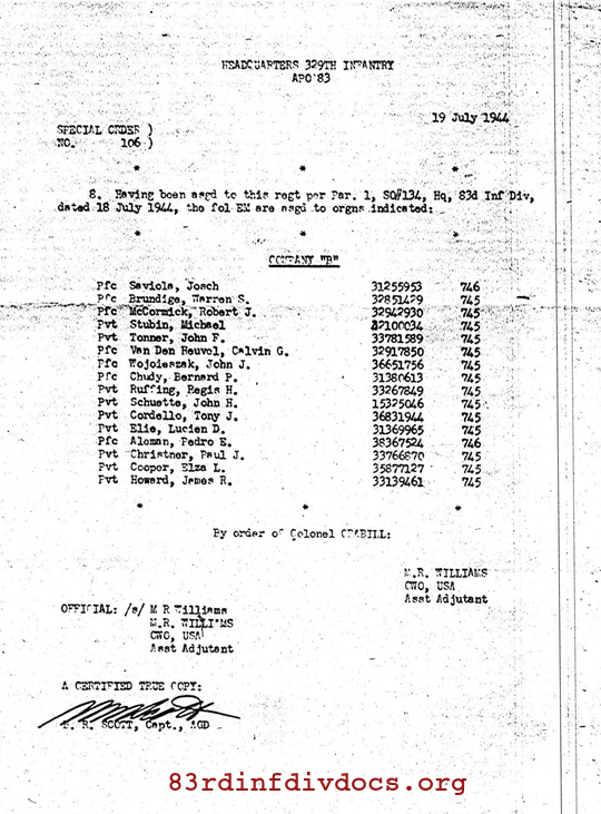 Morning report B Co, 1944-07-19, page 7 Morning report