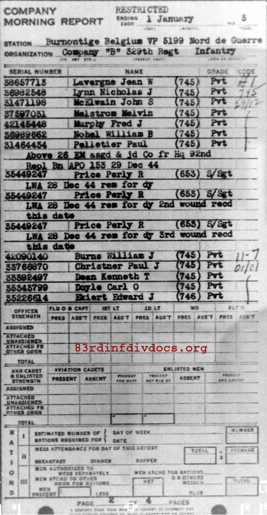 Morning report B Co, 1945-01-01, page 2 Morning report