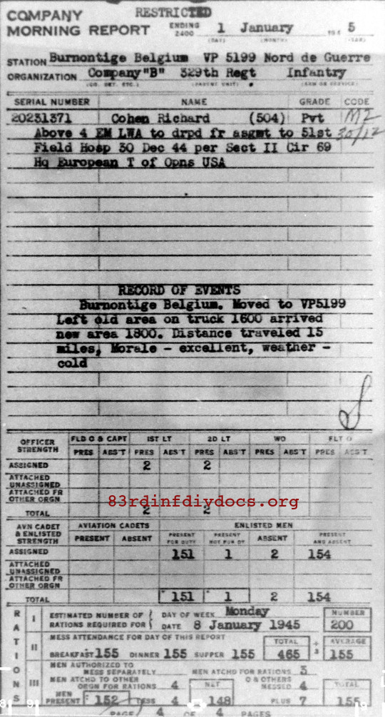 Morning report B Co, 1945-01-01, page 4 Morning report