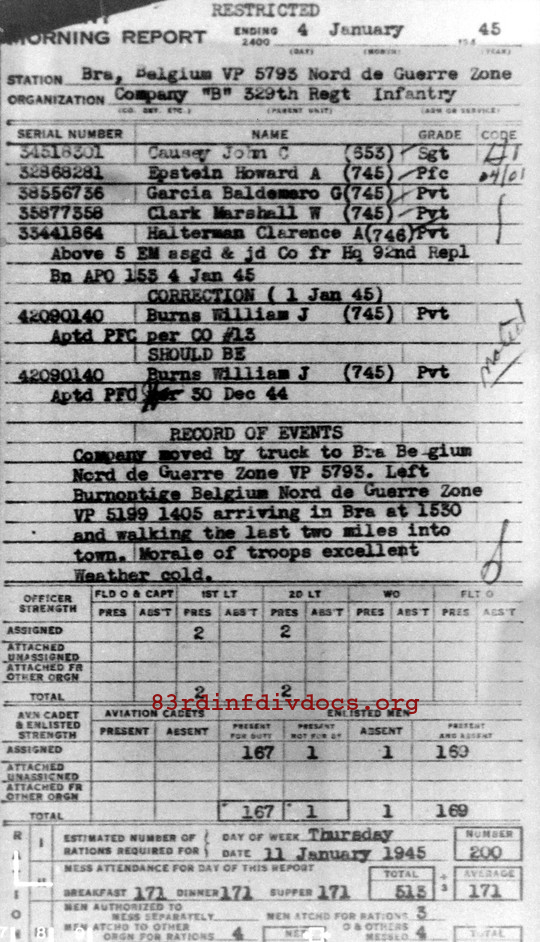 Morning report B Co, 1945-01-04, page 2 Morning report