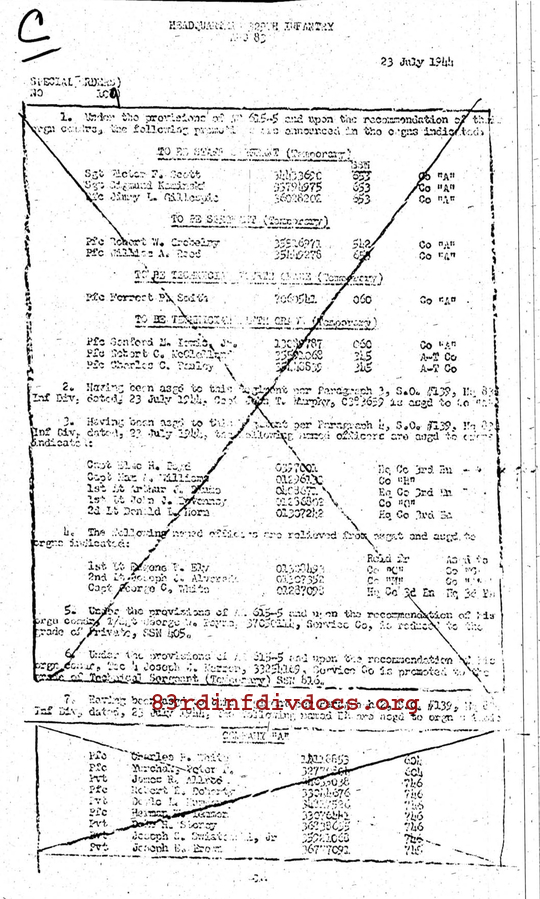Morning report C Co, 1944-07-23, page 4 Morning report