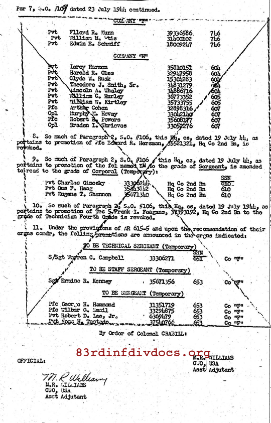 Morning report C Co, 1944-07-23, page 6 Morning report