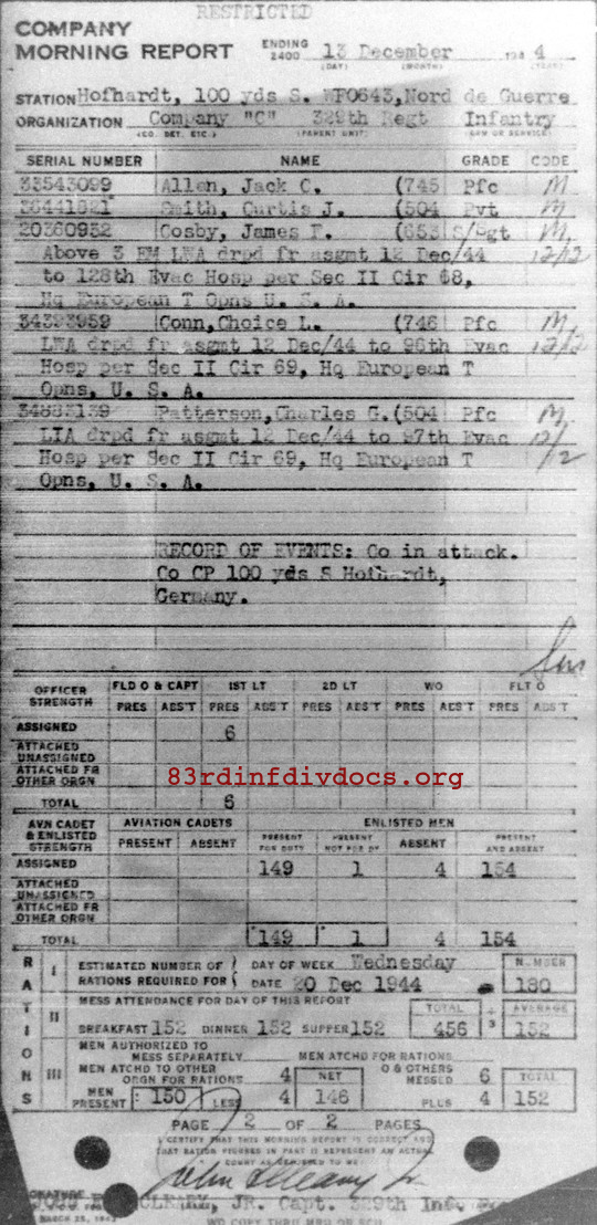 Morning report C Co, 1944-12-13, page 2 Morning report