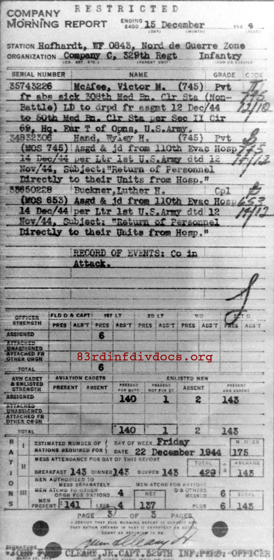 Morning report C Co, 1944-12-15, page 3 Morning report