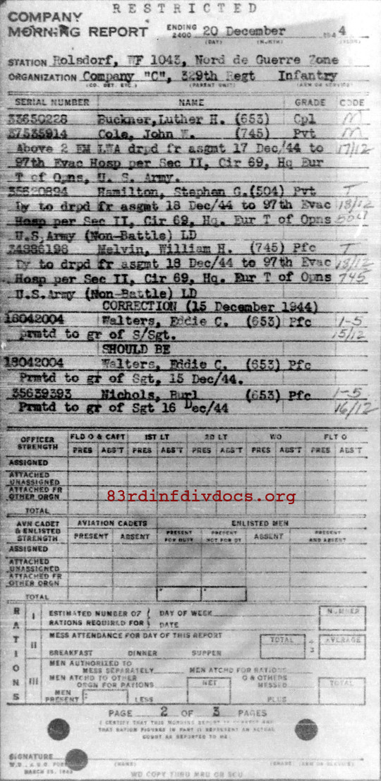 Morning report C Co, 1944-12-20, page 2 Morning report