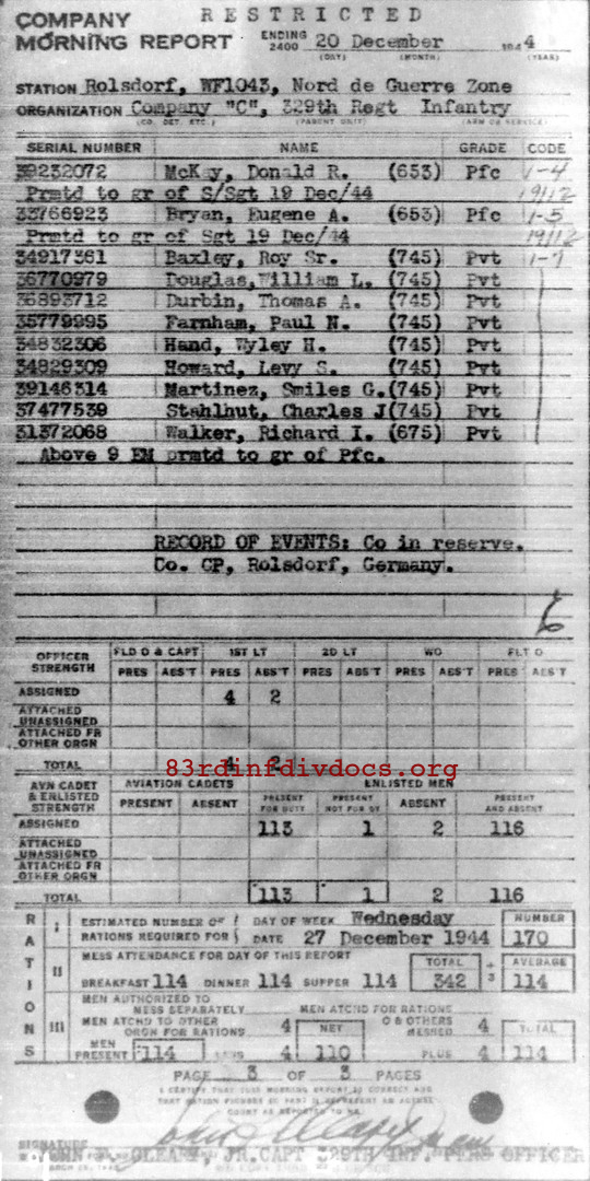 Morning report C Co, 1944-12-20, page 3 Morning report