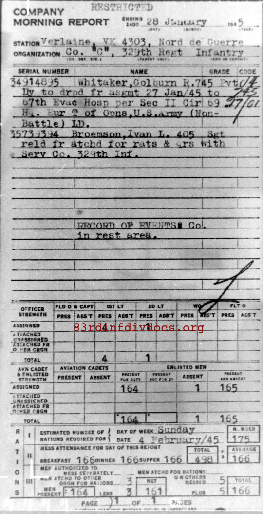 Morning report C Co, 1945-01-28, page 1 Morning report