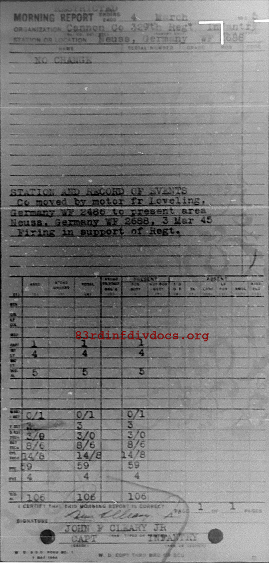 Morning report CANCO Co, 1945-03-04, page 1 Morning report