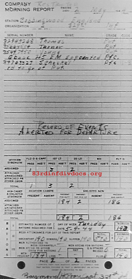 Morning report E Co, 1944-05-02, page 2 Morning report