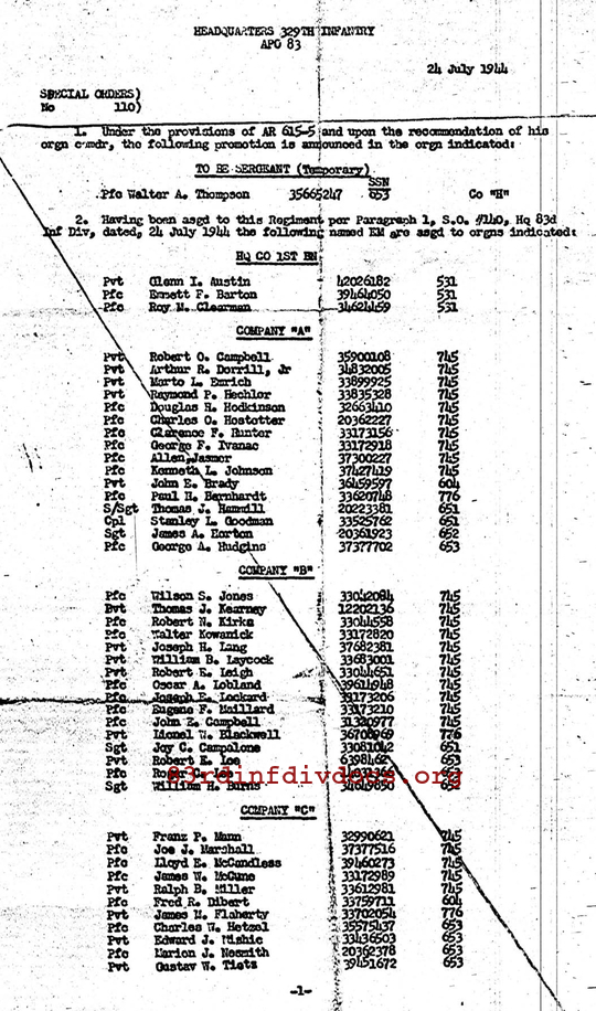 Morning report F Co, 1944-07-24, page 2 Morning report