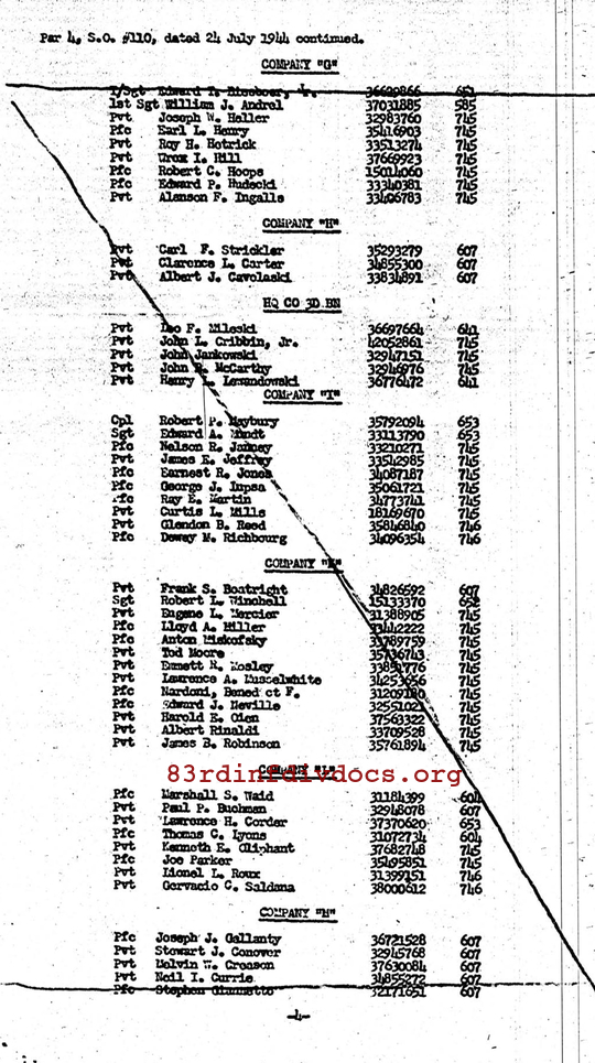 Morning report F Co, 1944-07-24, page 5 Morning report