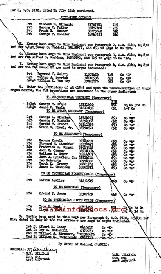 Morning report F Co, 1944-07-24, page 6 Morning report