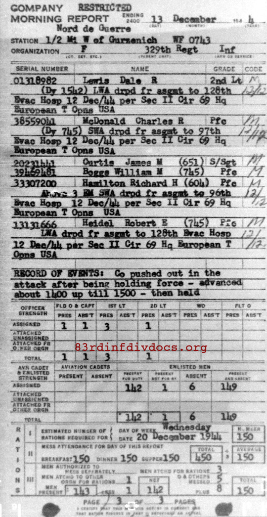 Morning report F Co, 1944-12-13, page 3 Morning report