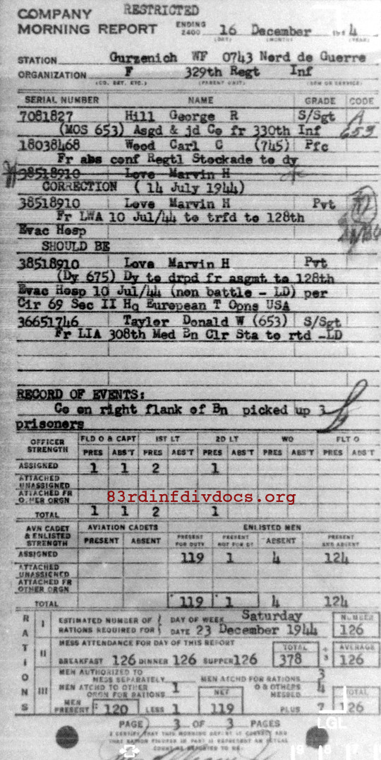 Morning report F Co, 1944-12-16, page 3 Morning report