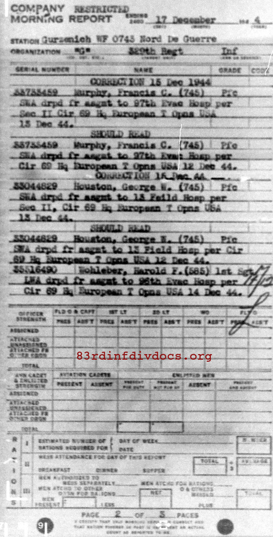 Morning report G Co, 1944-12-17, page 2 Morning report