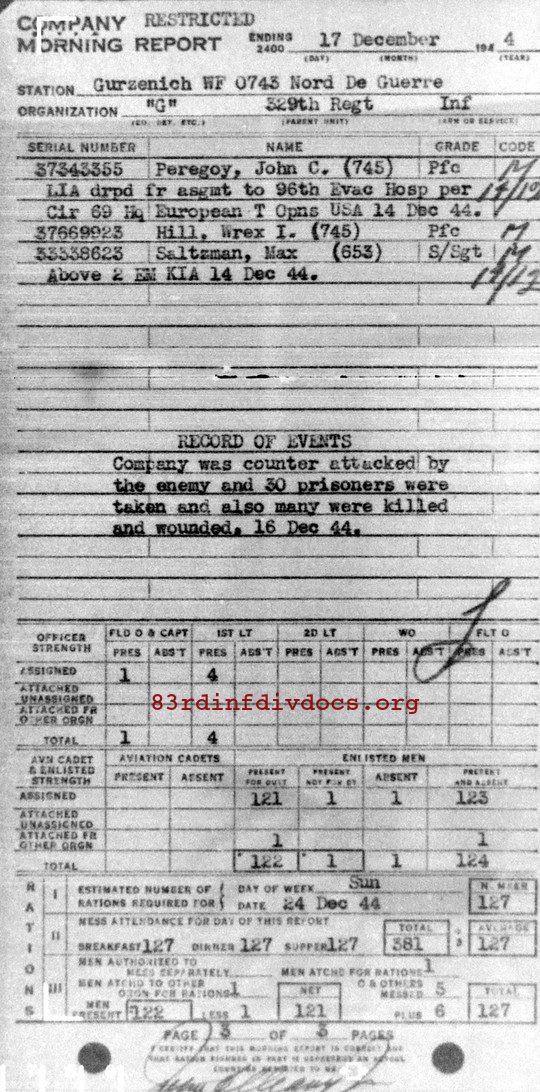 Morning report G Co, 1944-12-17, page 3 Morning report