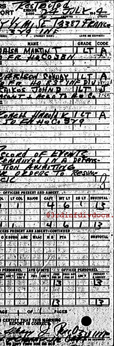 Morning report HQ Co, 1944-07-24, page 1 Morning report