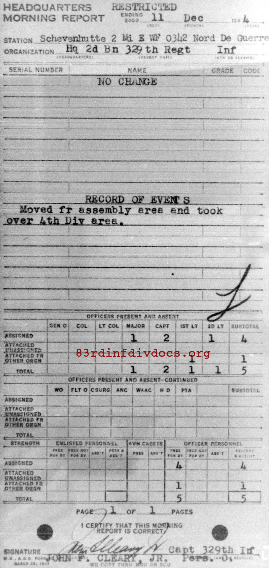 Morning report HQ2BN Co, 1944-12-11, page 1 Morning report