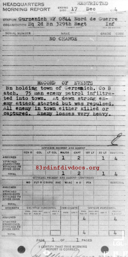 Morning report HQ2BN Co, 1944-12-17, page 1 Morning report