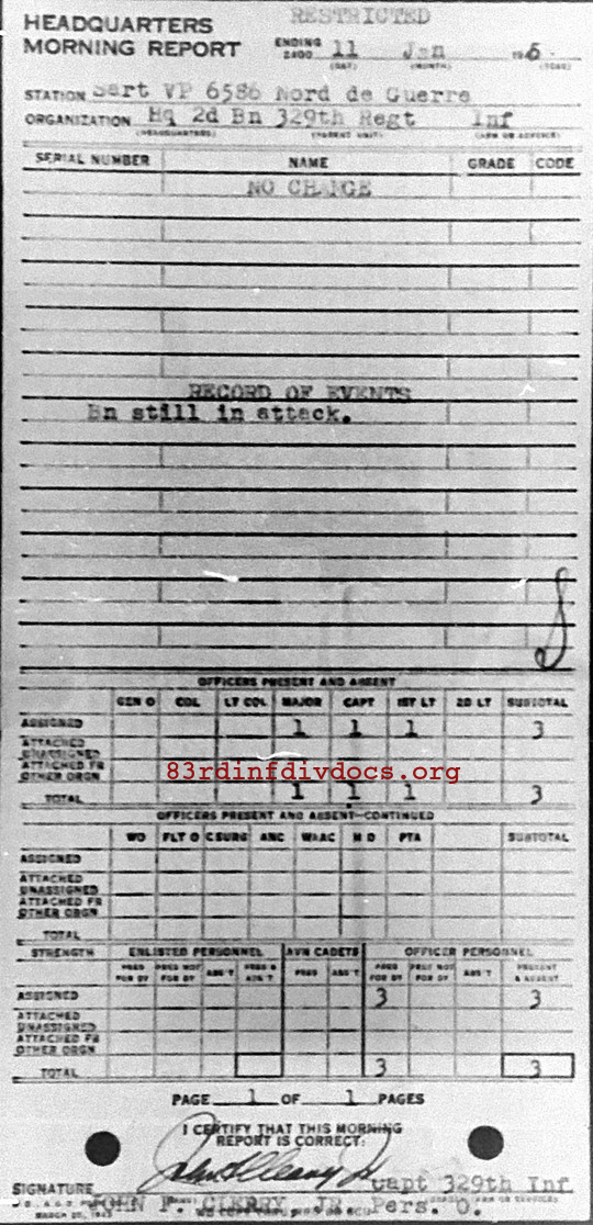 Morning report HQ2BN Co, 1945-01-11, page 1 Morning report