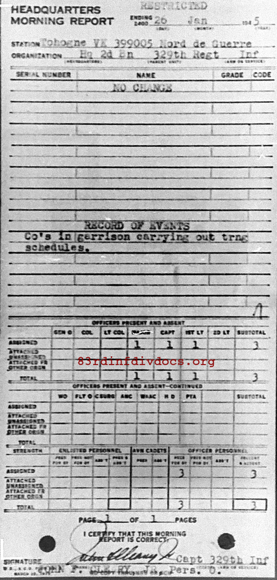 Morning report HQ2BN Co, 1945-01-26, page 1 Morning report