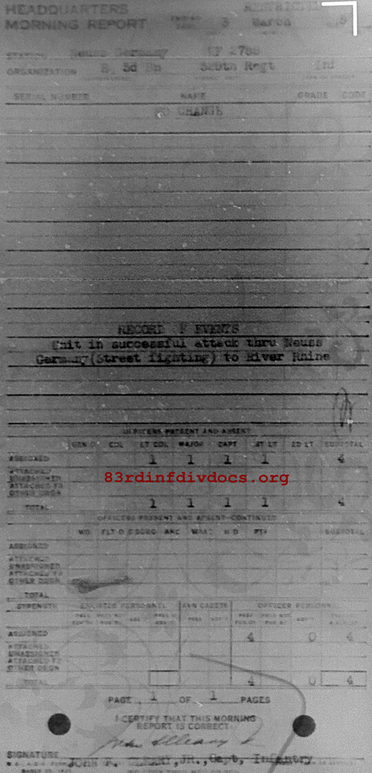 Morning report HQ3BN Co, 1945-03-03, page 1 Morning report