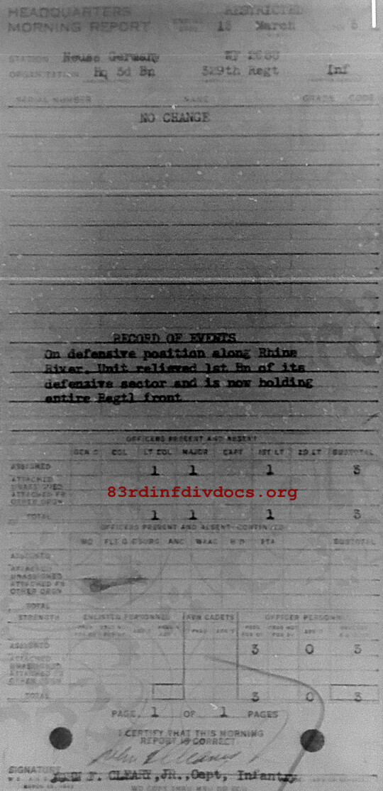 Morning report HQ3BN Co, 1945-03-15, page 1 Morning report