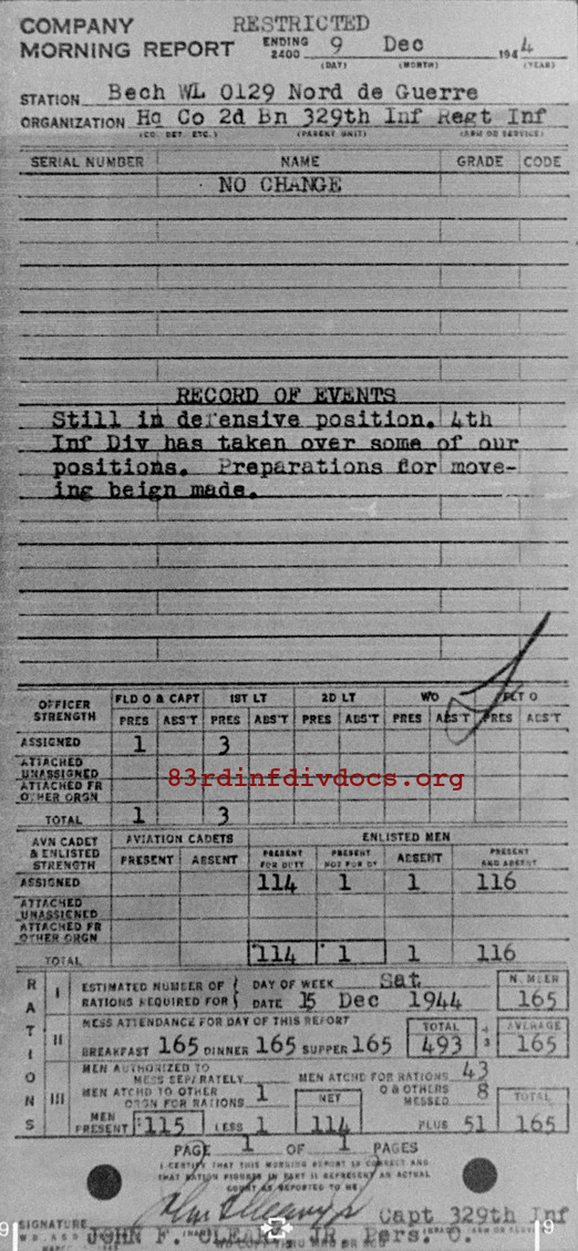 Morning report HQCO2BN Co, 1944-12-09, page 1 Morning report