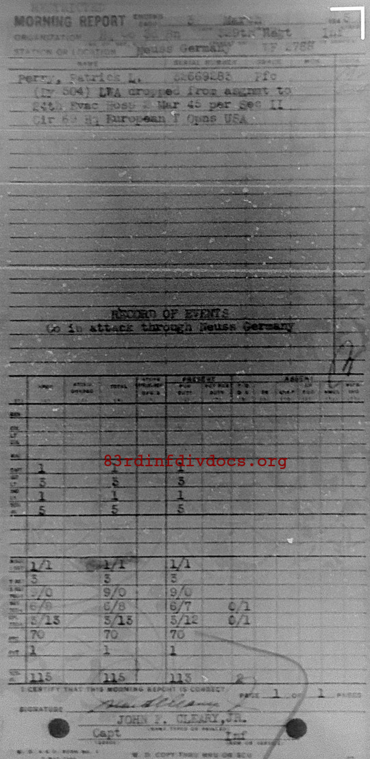 Morning report HQCO3BN Co, 1945-03-03, page 1 Morning report