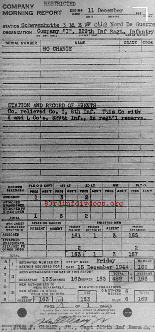 Morning report I Co, 1944-12-11, page 1 Morning report