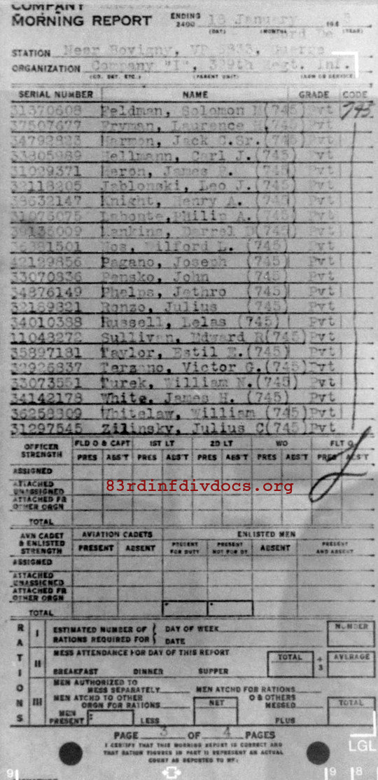 Morning report I Co, 1945-01-18, page 3 Morning report