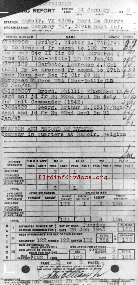 Morning report I Co, 1945-01-24, page 2 Morning report