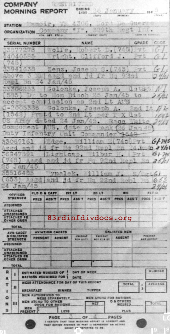 Morning report I Co, 1945-01-26, page 3 Morning report