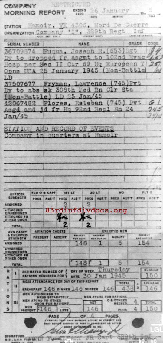 Morning report I Co, 1945-01-26, page 4 Morning report