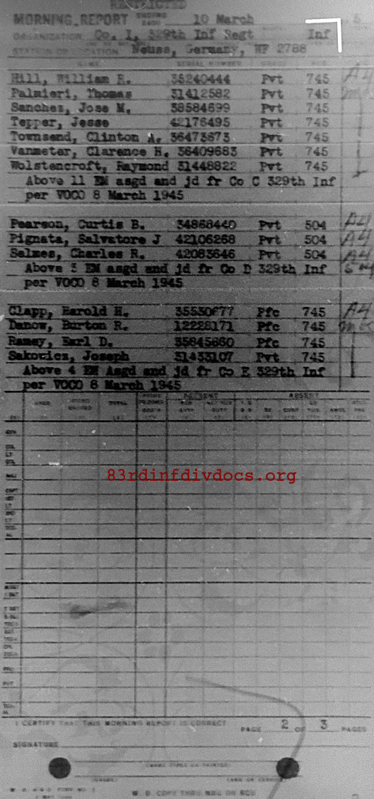 Morning report I Co, 1945-03-10, page 2 Morning report